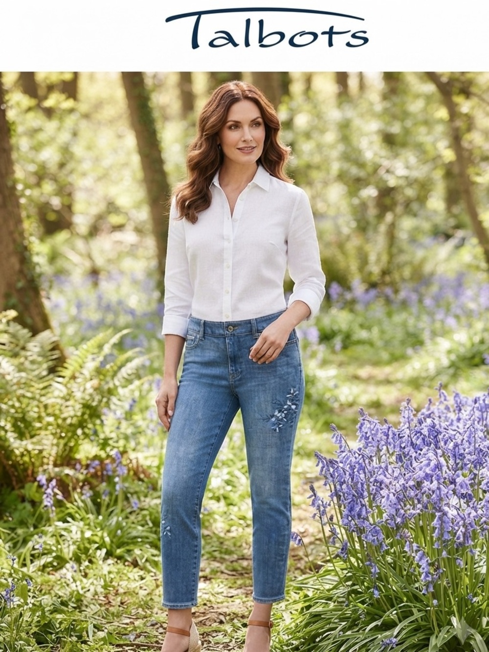 Talbots Blue Embroidered Ankle Jeans
